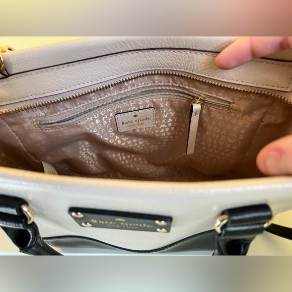 Kate Spade Leather Medium Satchel Color block Black and Cream - NWOT - Picture 4 of 6